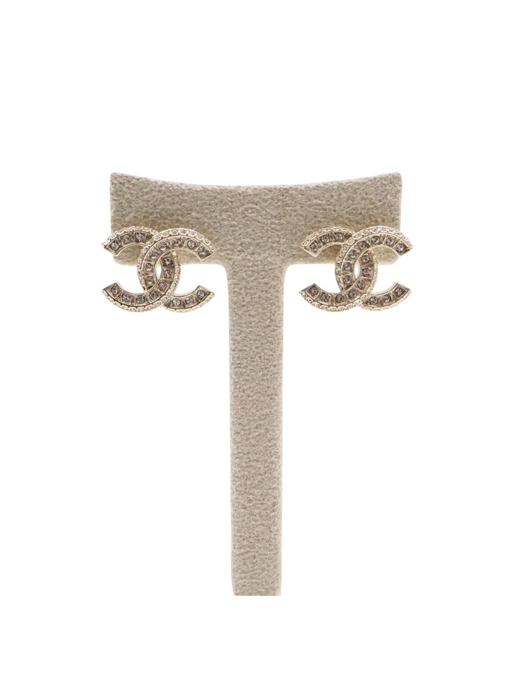 Chanel Cc Logo Crystal Earrings #358730C69B